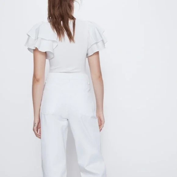 Zara TRF white jumpsuit with ruffles - Picture 4 of 5